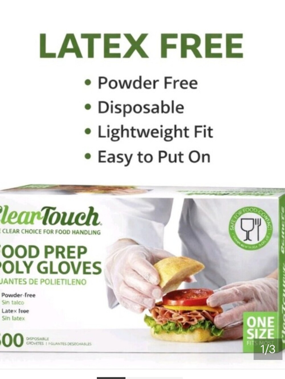 Food Prep Poly Gloves Power free Latex, 500 Ct New